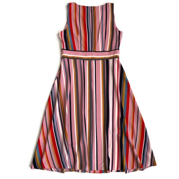 London Times Midi Dress Sleeveless Striped Pink - Picture 3 of 6